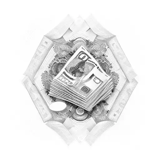A stack of money with a computer chip design inside tattoo design idea