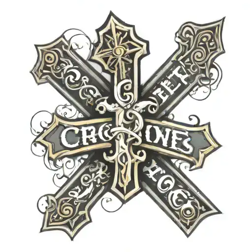 words shaping a cross  tattoo design idea