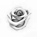 A realistic black and grey rose intertwined with an alien spaceship tattoo design idea