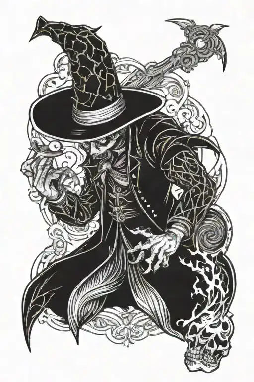 magician of dark chaos tattoo design idea