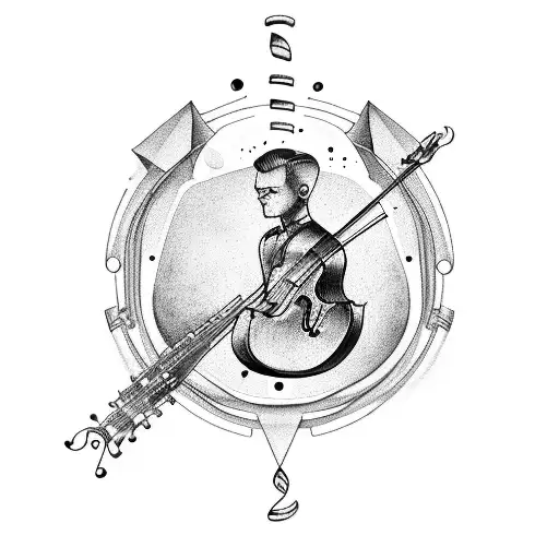 A tattoo design representing the bond between fatherhood and music tattoo design idea