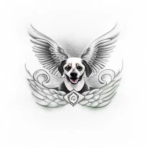 chaweenie dog, angel wings tattoo design idea