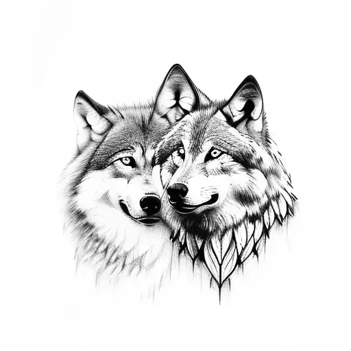 wolf and eagle  tattoo design idea