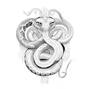 A snake on the collarbone in Roman style tattoo design idea