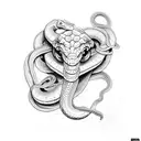 A snake on the collarbone in Roman style tattoo design idea