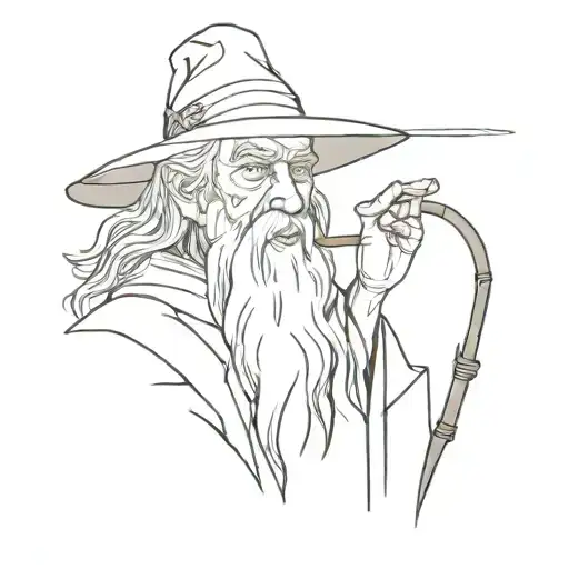 Gandalf smoking a pipe tattoo design idea