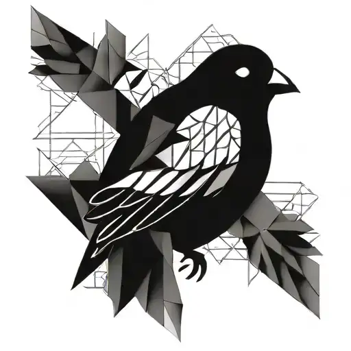Black and white love bird sitting  tattoo design idea