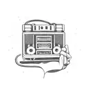 A phlebotomist holding a boombox playing 90s hits tattoo design idea