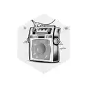 A phlebotomist holding a boombox playing 90s hits tattoo design idea