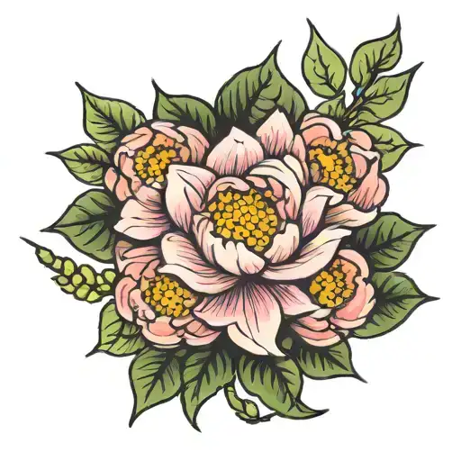 October May May August October birth flowers tattoo design idea