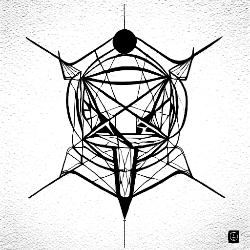 cyberware symetrical and geometrical patern inspired by sandevistan tattoo design idea