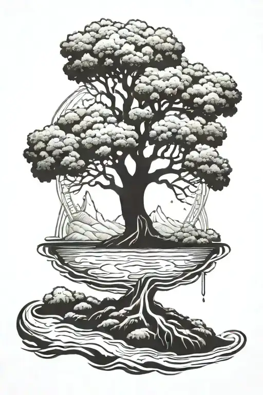tree of life and river from the Bible book of Revelation 22 tattoo design idea