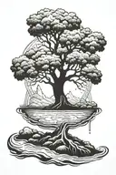 tree of life and river from the Bible book of Revelation 22 tattoo design idea