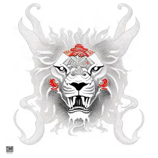 lion and scorpions tattoo design idea