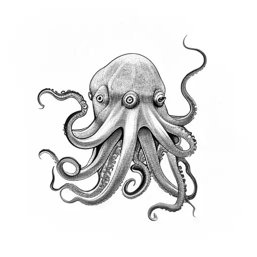 Octopus creating potions and using tools at their workbench for science tattoo design idea