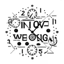 A clock striking midnight on December 31st, 2023, with fireworks bursting in the background tattoo design idea