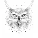 A tattoo design. From wrist to shoulder. At wrist, a white owl withblue eyes, upward a white wolf with blue eyes, upward tattoo design idea