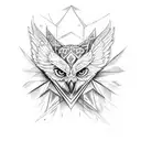 A tattoo design. From wrist to shoulder. At wrist, a white owl withblue eyes, upward a white wolf with blue eyes, upward tattoo design idea