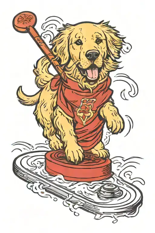 hockey golden retriever lasagna tattoo design idea