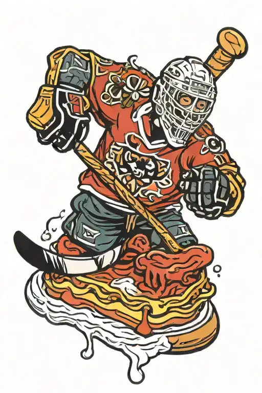 hockey lasagna tattoo design idea