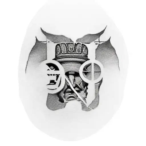 A silhouette of a psychologist surrounded by ancient Greek and Roman symbols tattoo design idea