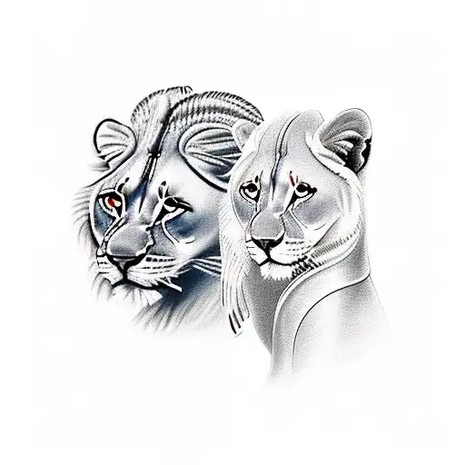 Cleopatra combined with a realistic lioness on the upper left arm  tattoo design idea