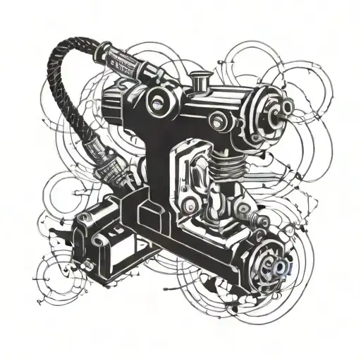 An abstract design combining elements of welding and heavy machinery tattoo design idea