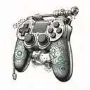 A gaming controller with intricate welding details tattoo design idea