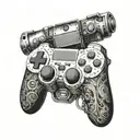 A gaming controller with intricate welding details tattoo design idea