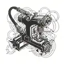 An abstract design combining elements of welding and heavy machinery tattoo design idea