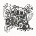 An abstract design combining elements of welding and heavy machinery tattoo design idea