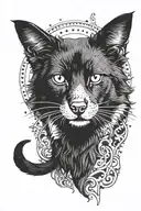 black cat with border collie mixed tattoo design idea