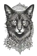 black cat with border collie mixed tattoo design idea