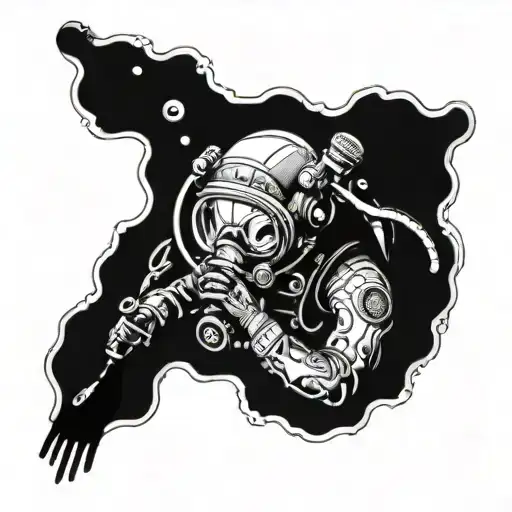 commercial diver underwater tattoo design idea