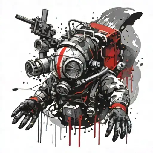 commercial diver underwater tattoo design idea