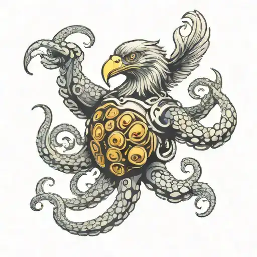 eagle commercial diver octopus underwater tattoo design idea