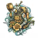 commercial diver underwater tattoo design idea