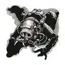 commercial diver underwater tattoo design idea