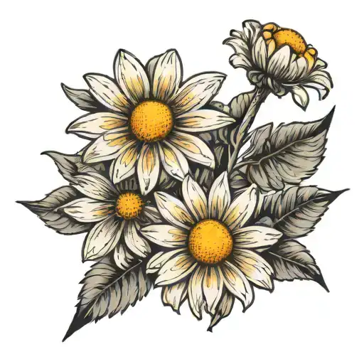 A daisy tattoo with each petal representing a different disease or condition including: multiple sclerosis, parkinsons,  tattoo design idea