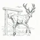 Create a sketch tattoo of a springbok leaping over a rugby goal post in an African landscape tattoo design idea