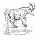 Create a sketch tattoo of a springbok leaping over a rugby goal post in an African landscape tattoo design idea