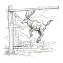 Create a sketch tattoo of a springbok leaping over a rugby goal post in an African landscape tattoo design idea
