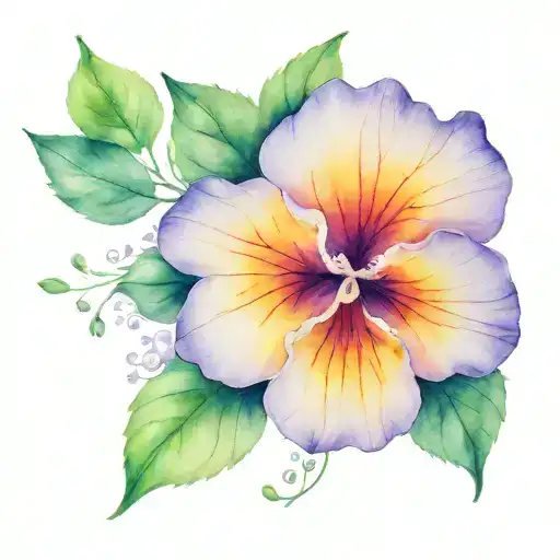 watercolour style violet flower solo tattoo design idea