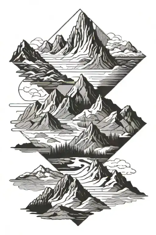 Zach Bryan inspired with mountains across tattoo design idea