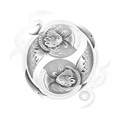 2 carp koi, yin yang  tattoo design idea