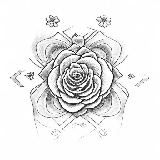 initials "DS" drawn into a flower  tattoo design idea