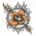 a flash of light that turns into a flower tattoo design idea