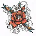a flash of light that turns into a flower tattoo design idea
