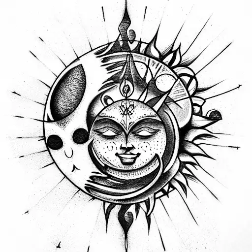 Sun and Moon tattoo design idea