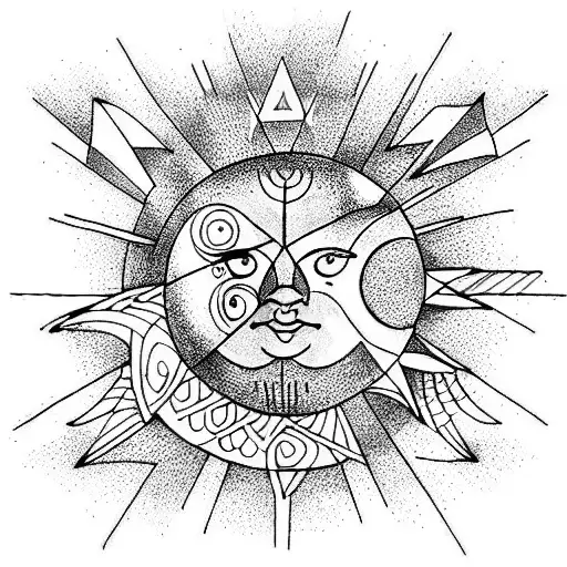 Sun and Moon tattoo design idea